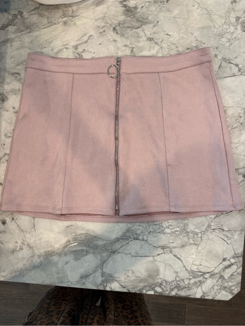 Altar'd State Blush Pink Front-Zip Mini Skirt